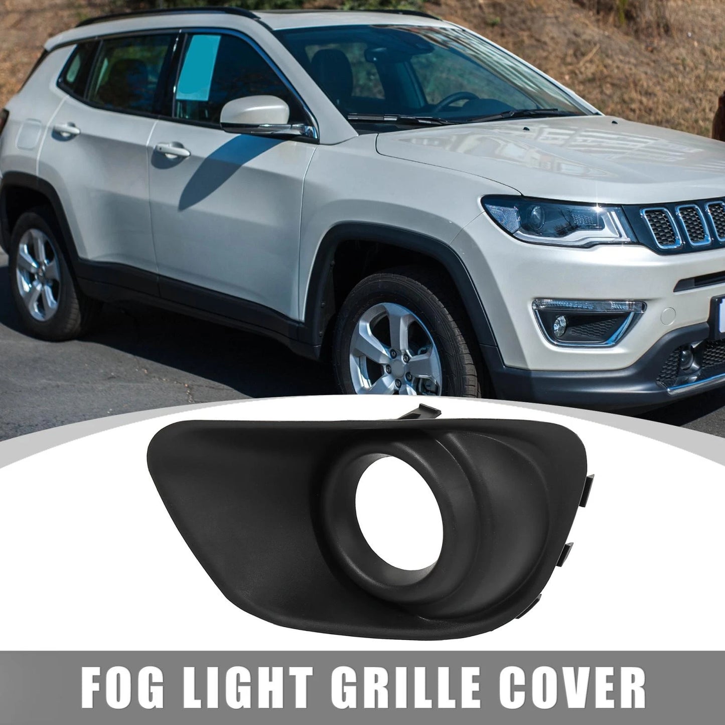 Front Bumper Left Side Fog Light Grille Cover for Jeep Compass (2017-2023)