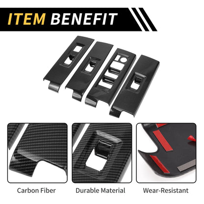 Carbon Fiber Door Window Switch Panel Cover Set for Toyota Tundra (22-24)