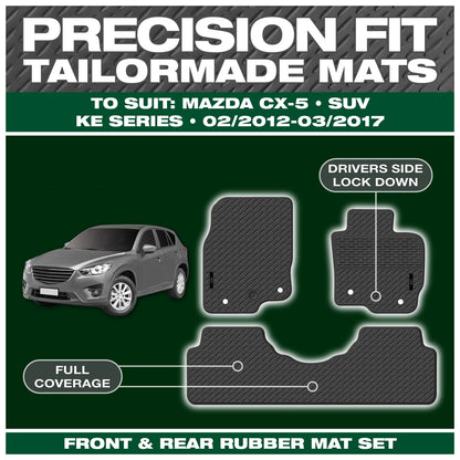 Full Set Custom Fit Moulded Rubber Floor Mats for Mazda CX-5 KE (2012 - 2017)