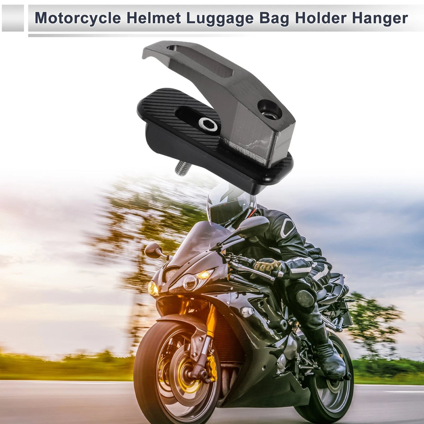 Rectangular with Hole Aluminum Alloy Motorcycle Hanging Hook 1 Set Titanium Tone