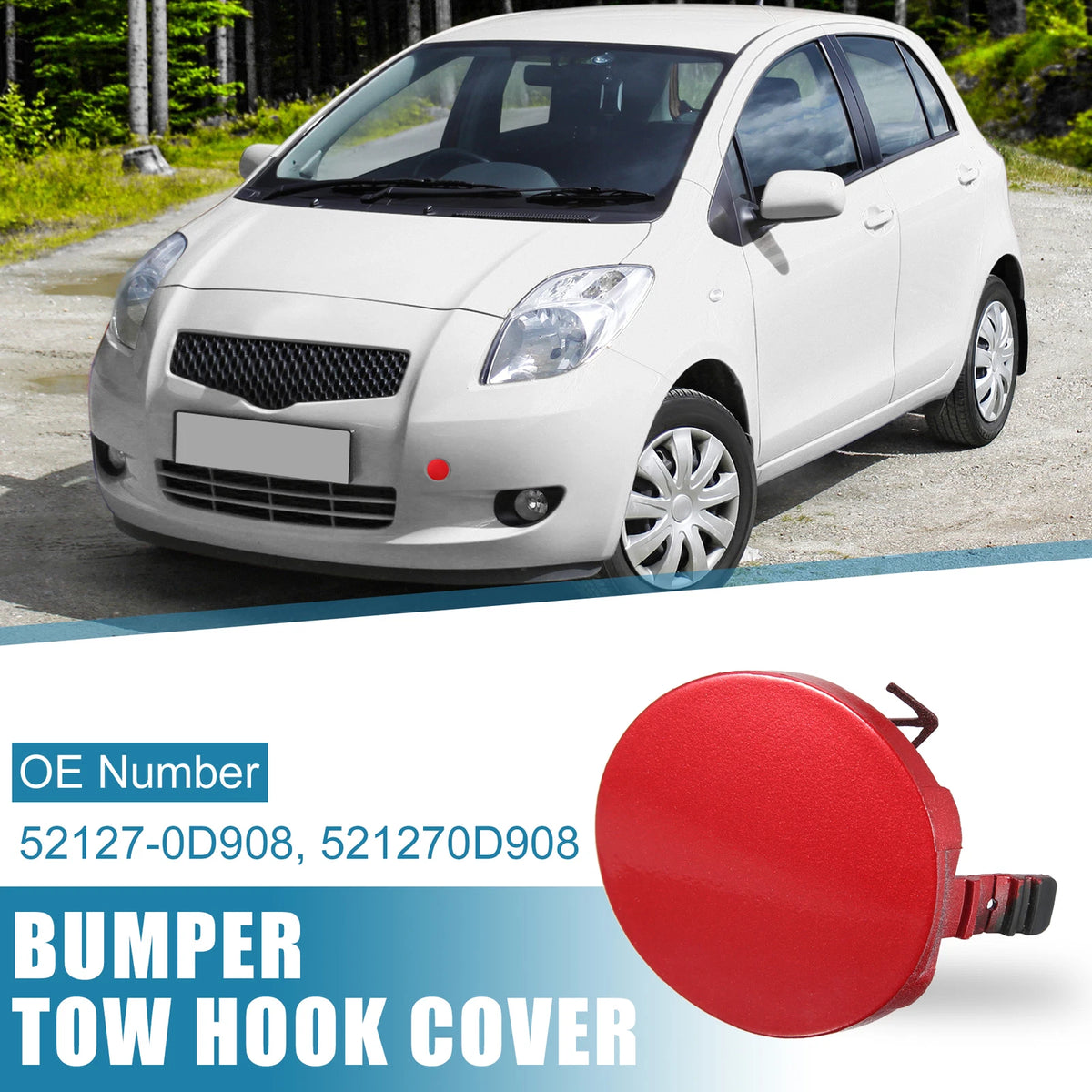 Front Bumper Tow Hook Cover for Toyota Yaris 2007-2010 Red 2 x Covers
