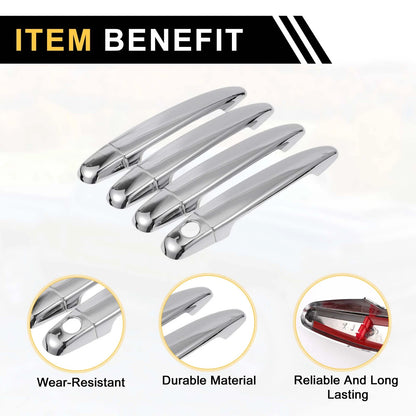 4 x Exterior Door Handle Covers for Toyota 4Runner (2003-2010) Chrome Silver