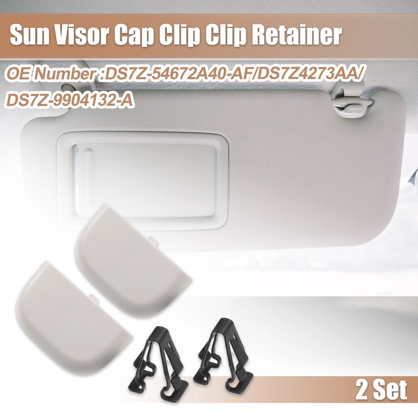 Gray Iron Sun Visor Cap Clip Retainer for Ford Fusion (2013-2016)