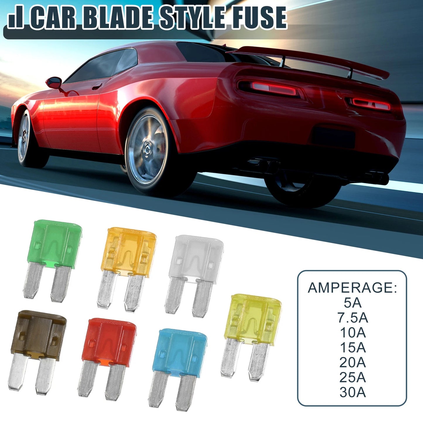14pcs 5A 7.5A 10A 15A 20A 25A 30A Car Mini Blade Fuses for Marine Boat Truck