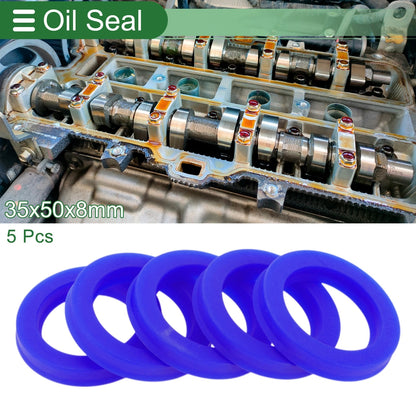 Oil Seal 35x50x8mm TPU High Pressure Blue 5 Pcs