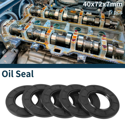 Oil Seal 40x72x7mm Black 5Pcs for MakeModel