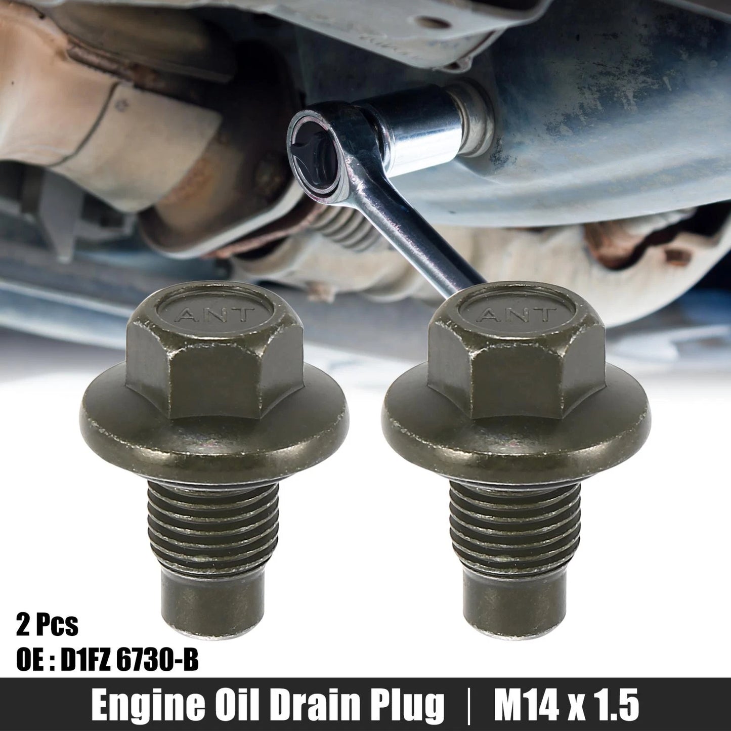 M14 x 1.5 Steel Oil Drain Plug Screws with Seal Rings for Ford