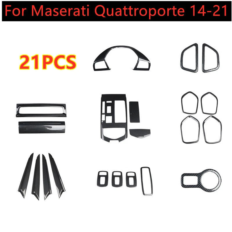 21Pcs ABS Carbon Fiber Decor Trim Cover for Maserati Quattroporte (2014–2021)