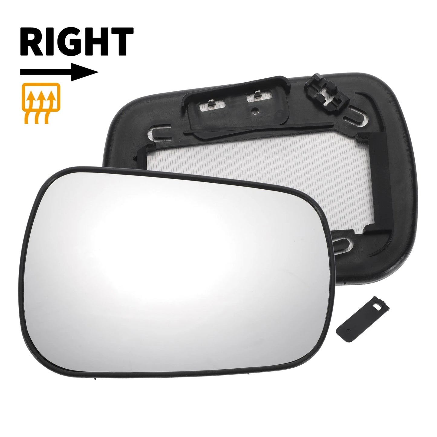 Right Side White Mirror Glass w/ Back Convex Heated for Ford Fiesta, Fusion