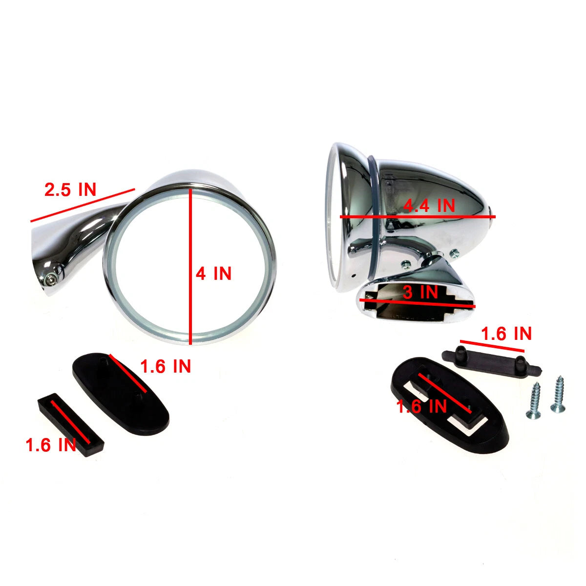 Chrome Bullet Door Fender Mirror for MG MGB MGC GT Roadster Coupe 1968-1980