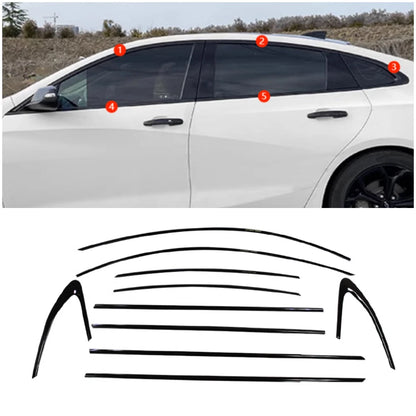 Steel Glossy Black Window Side Molding Cover Trim for Chevrolet Malibu (2016-2024)