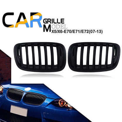 Matte Black Front Grille Kidney Cover for BMW E70 X5 E71 X6 (2007-2013)