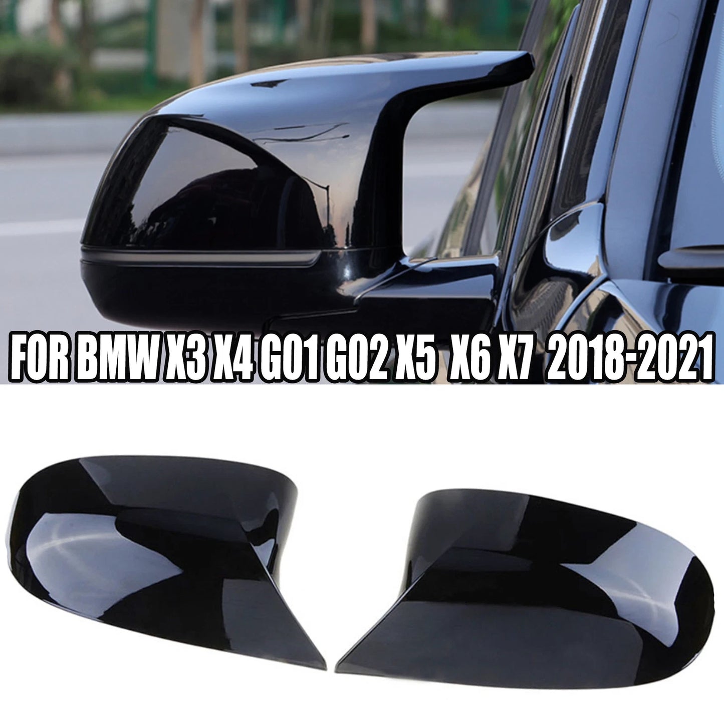 Side Mirror Cover Cap for BMW X3 X4 X5 X6 X7 G01 G02 G03 G05 G06 M Style (2018-2021)