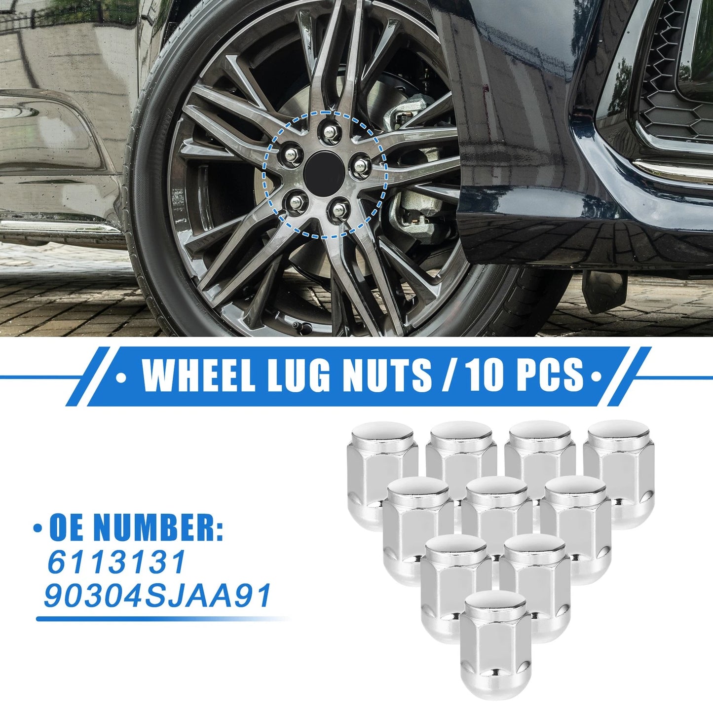 10 Pcs M14 x 1.5 Auto Wheel Lug Nuts for Honda Civic (2017-2021)