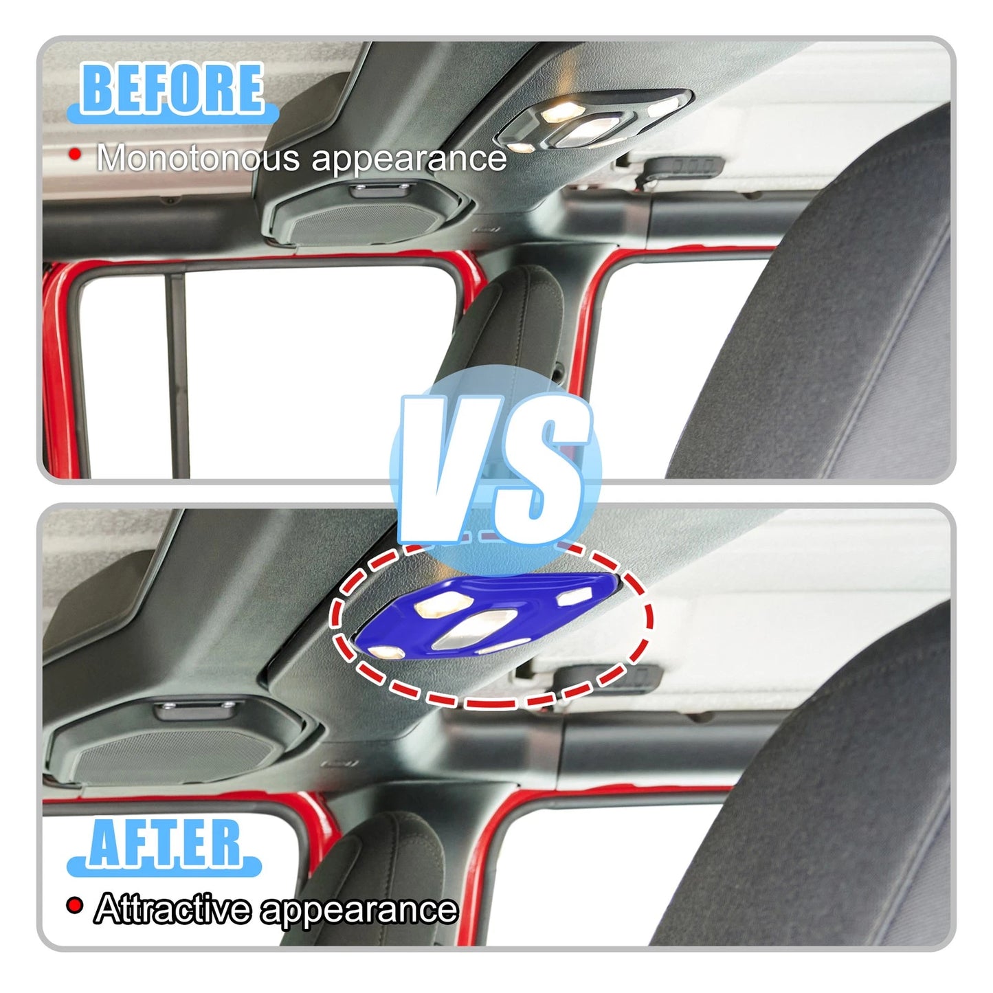 Blue Roof Reading Light Cover Trim for Jeep Wrangler JL (2018-2023)