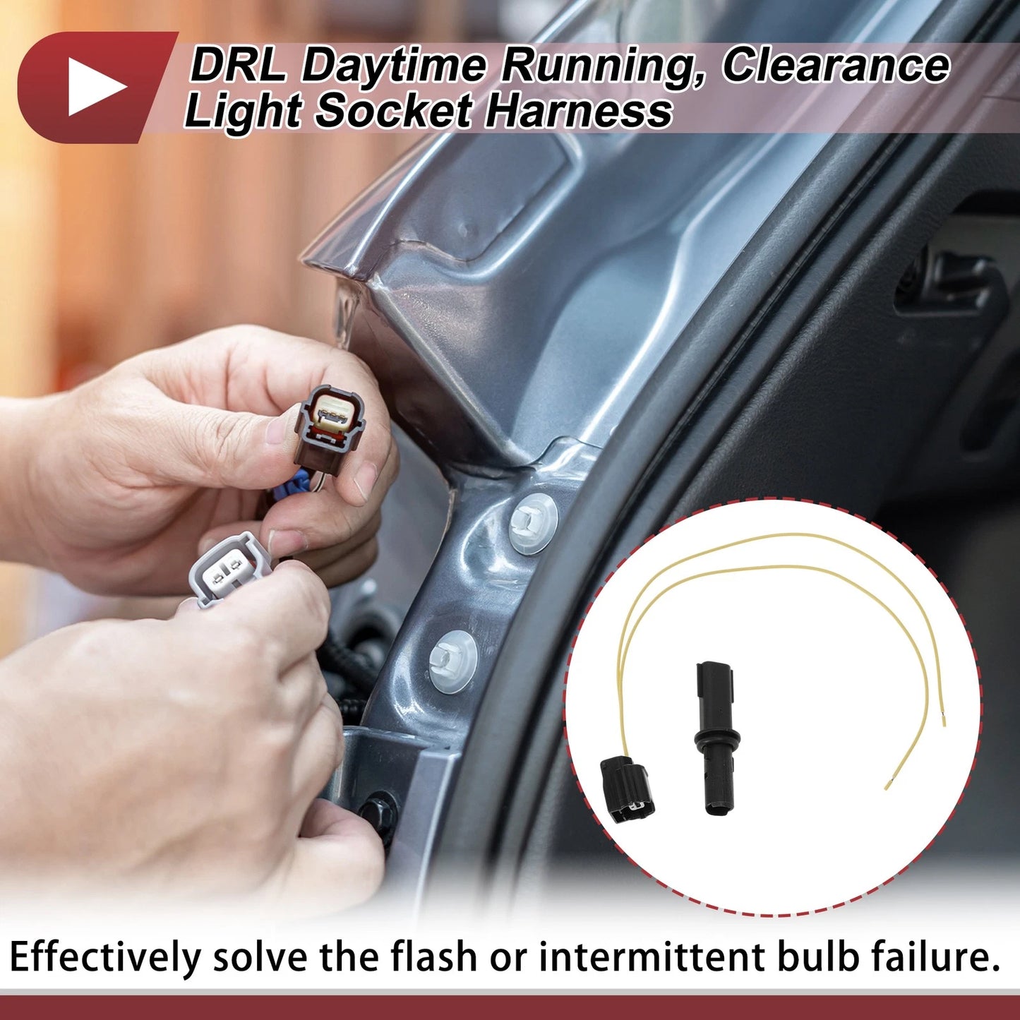 Set DRL Daytime Running Light Socket Wiring for Nissan Qashqai (2007-2013)