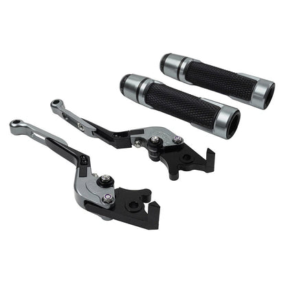 Folding Extendable Brake Clutch Levers & Handlebar Grips for Kawasaki ZX636R