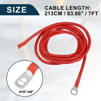 Cable for Car Marine Battery Inverter 5/16-3/8 7ft Red Copper
