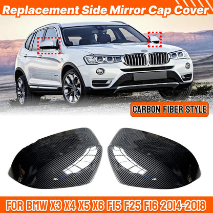 Carbon Style Side Wing Mirror Cap for BMW X3 X4 X5 X6 (2014–2018)