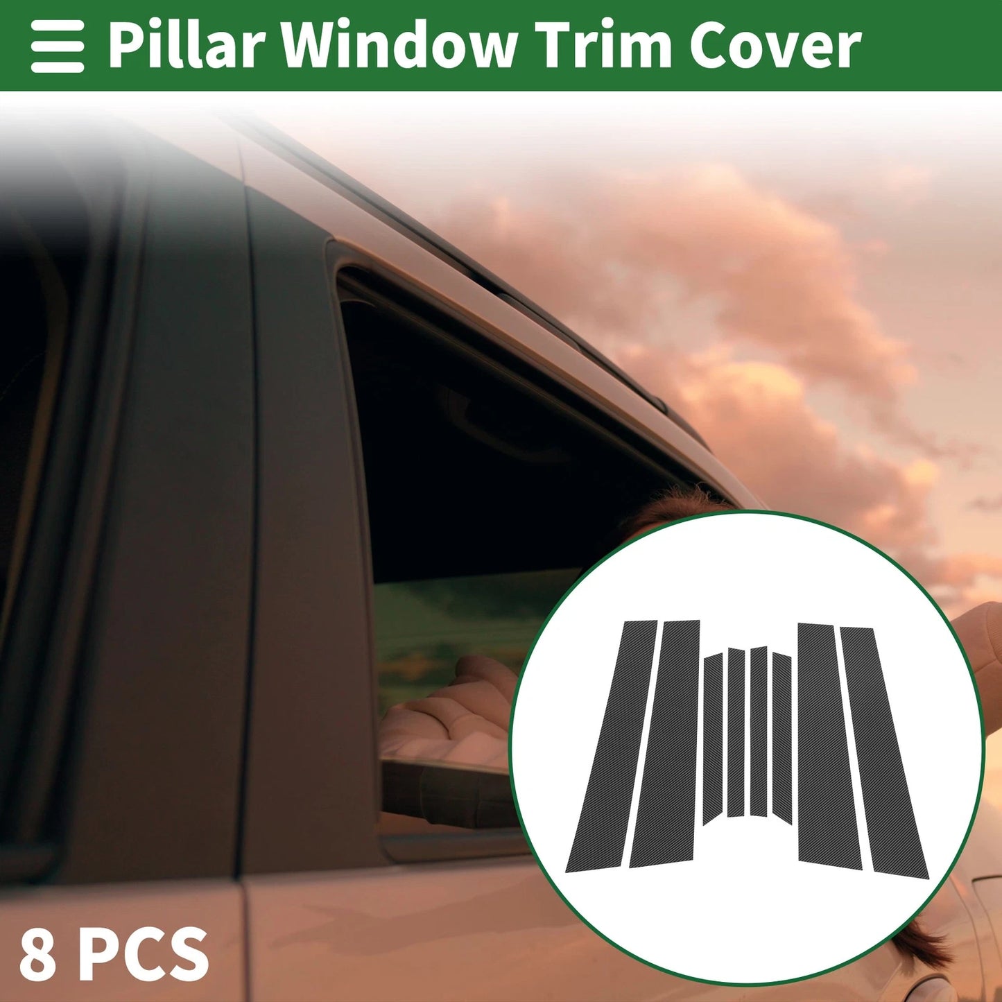 8 x Door Pillar Window Trim for BMW X6 Carbon Fiber Black (2015-2019)