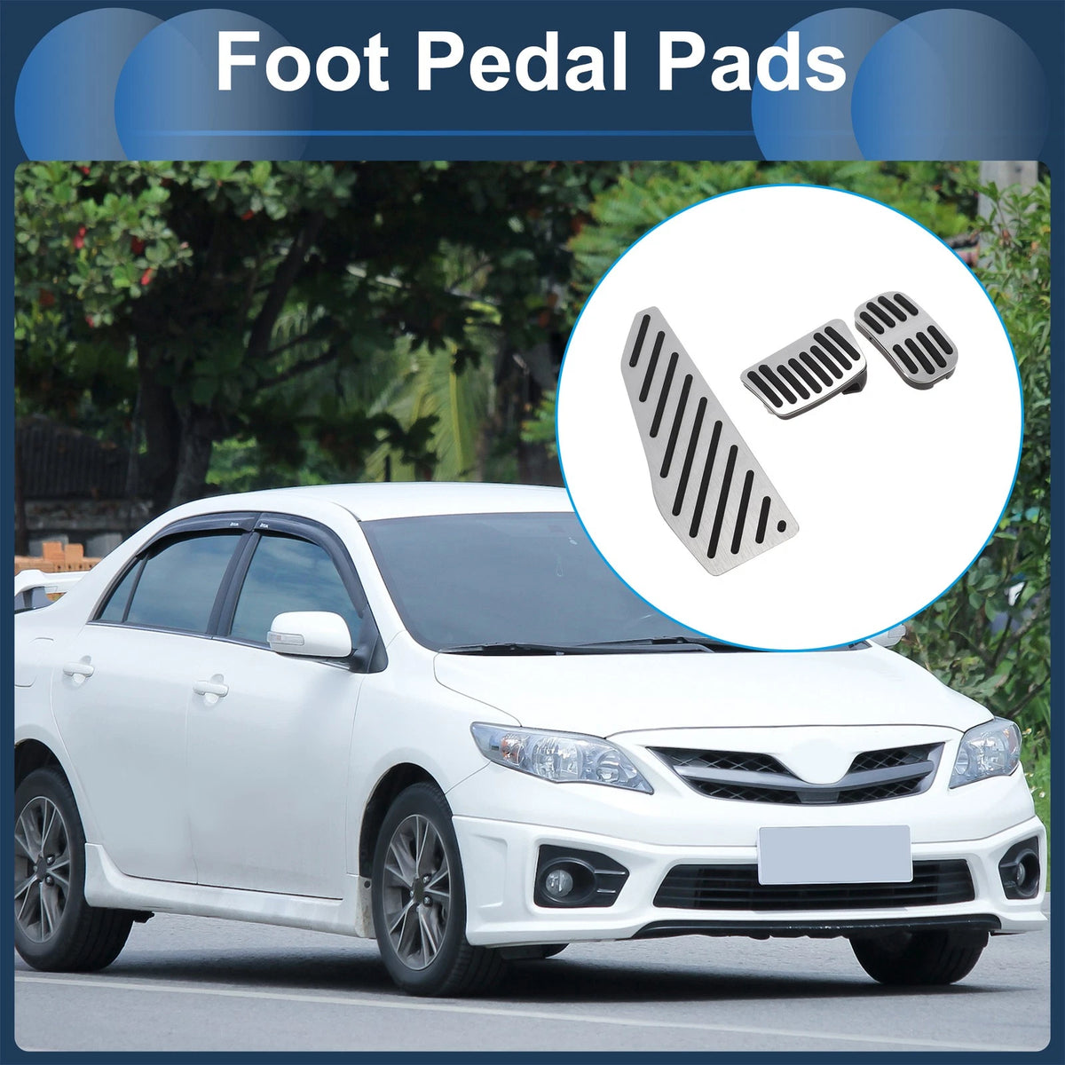 Silver Tone Foot Accelerator Pedal Covers for Toyota Corolla Cross (2022-2023)