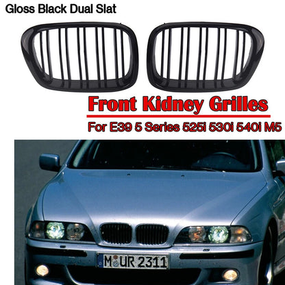Front Hood Kidney Grille for 97-03 BMW E39 M5 525i 528i 530i 540i Gloss Black