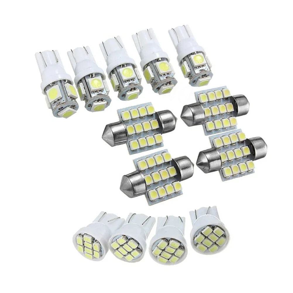 13Pc White LED Interior Light Package for Car Dome License Plate Bulbs