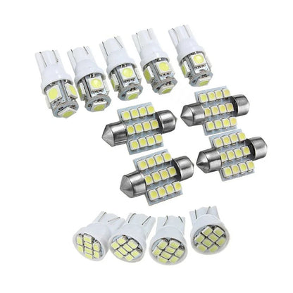 13Pc White LED Interior Light Package for Car Dome License Plate Bulbs