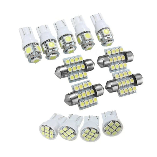 13Pc White LED Interior Light Package for Car Dome License Plate Bulbs