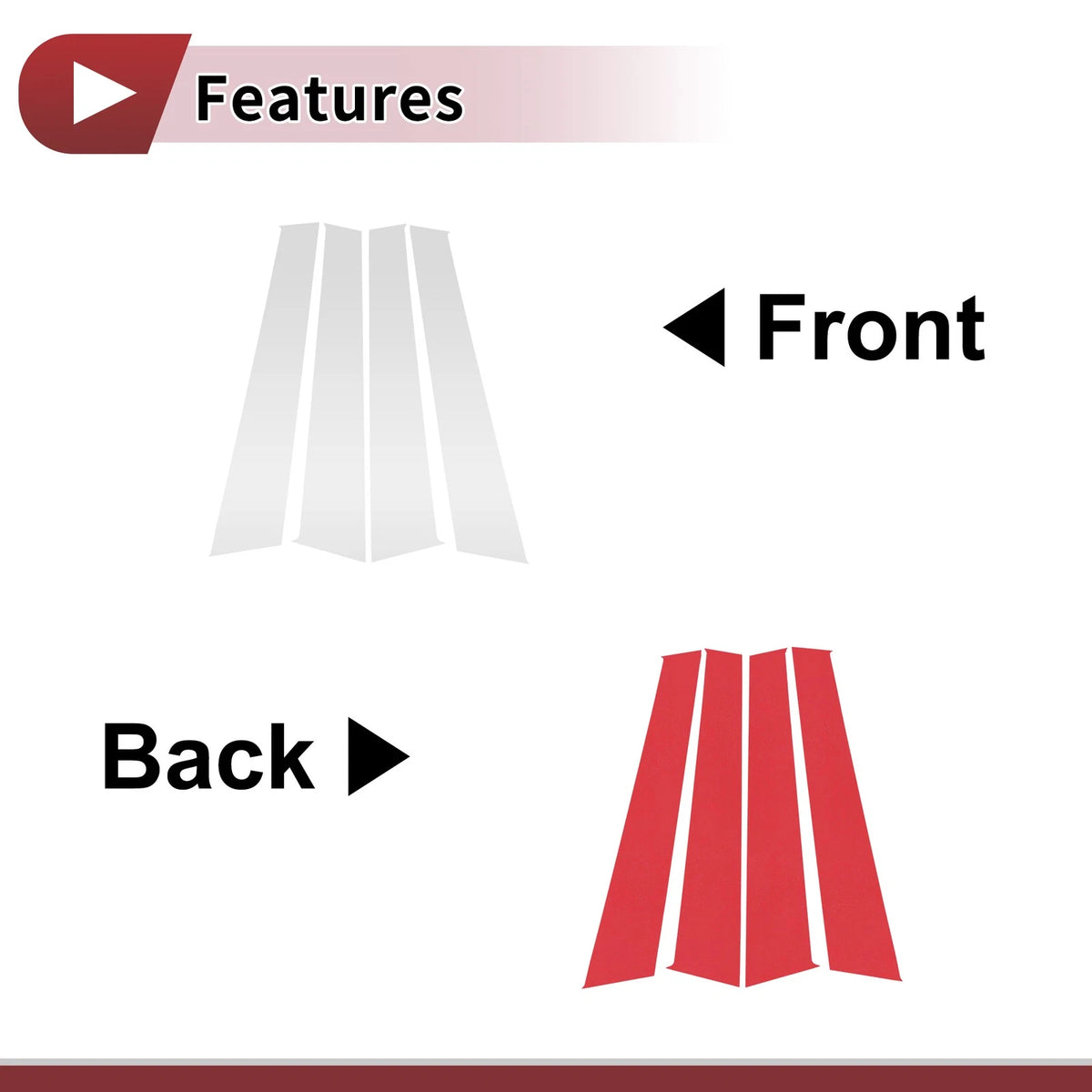 Silver Tone 4 x Door Pillar Window Trim for Peugeot 307 (2004-2013)