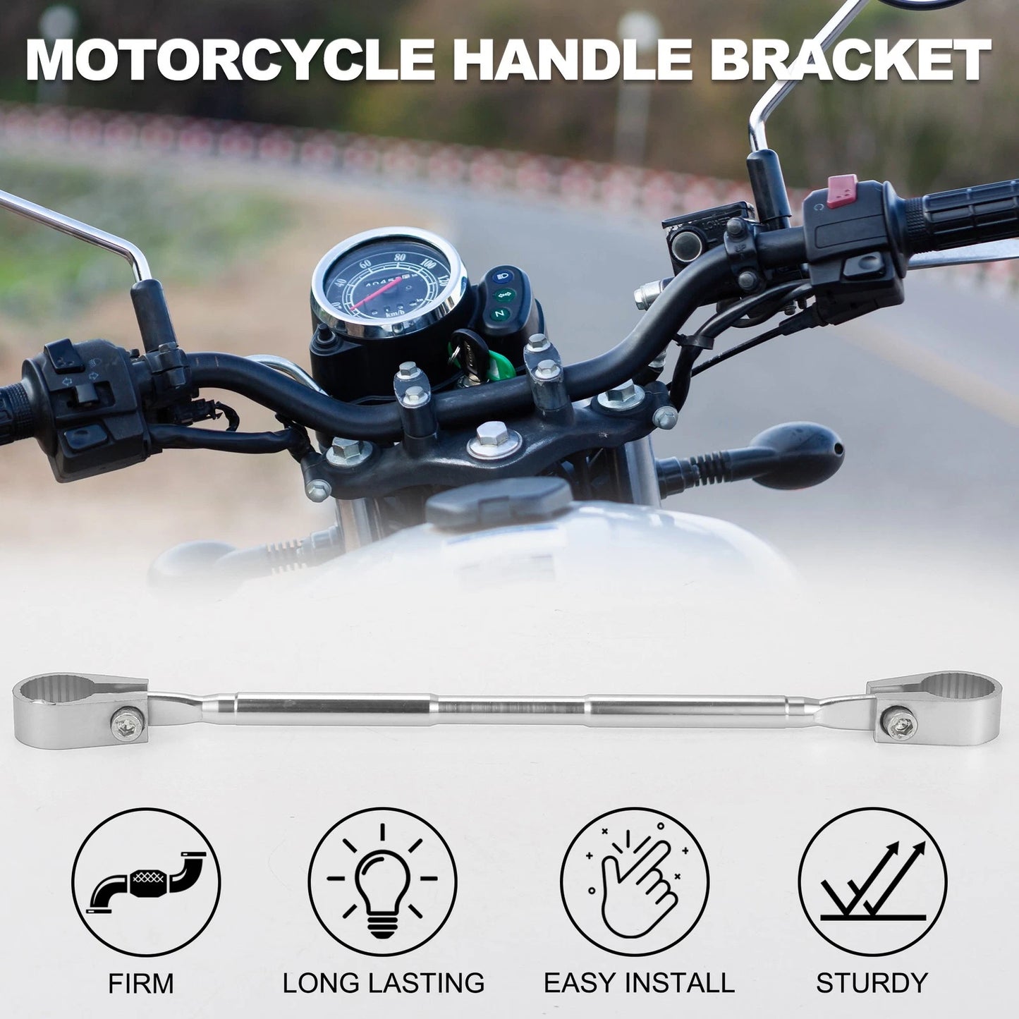 Handle Bracket 1 x Adjustable Handlebars Silver Tone for Motorcycle