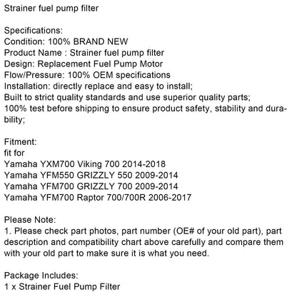 Fuel Pump Filter for Yamaha YXM700 YFM550 Grizzly (2014-2023)