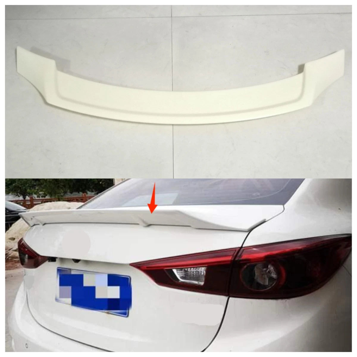 R Style ABS Unpainted Rear Trunk Spoiler for 2014-2018 Mazda 3 M3 Axela