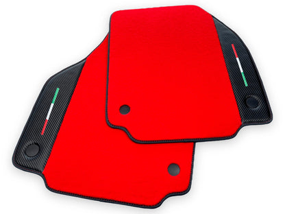 Red Floor Mats for Ferrari F8 Tributo (2020-2023) - Carbon Leather Tailored