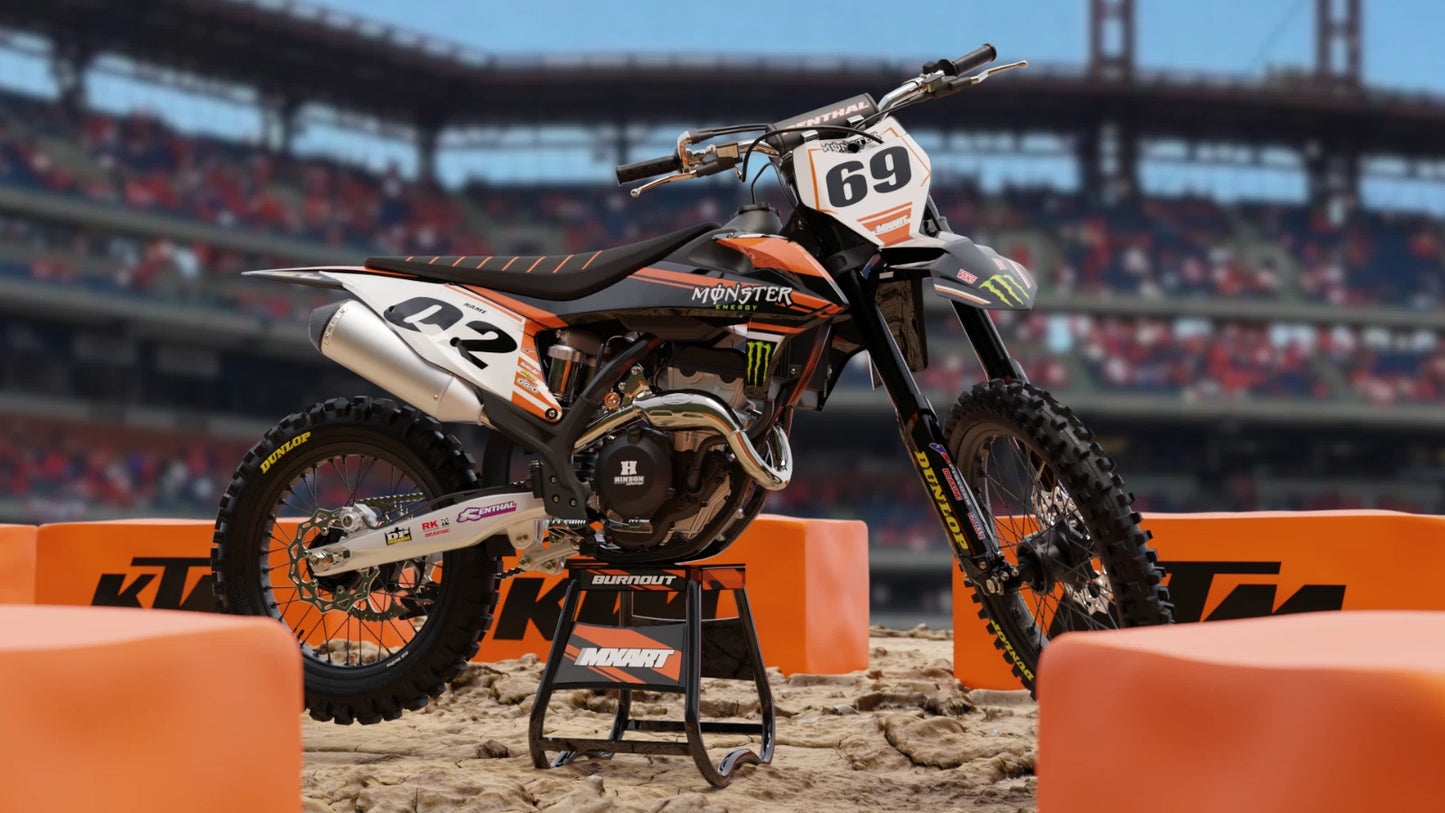 Custom Graphics Kit Burnout Style Stickers for KTM 50 (2024)