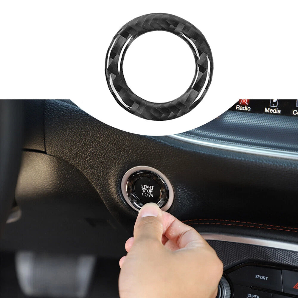 Carbon Fiber Engine Start Push Interior Ring Trim for Dodge Challenger (2015-2020)