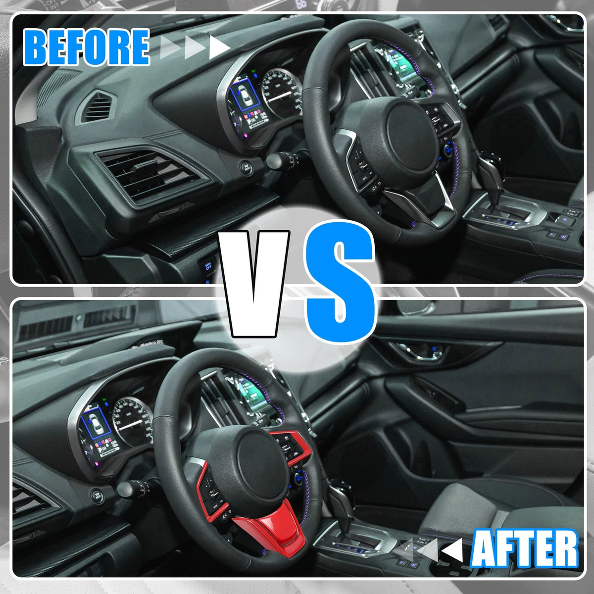 4pcs Red Inner Steering Wheel Cover Trim for Subaru Forester Ascent (19-21)