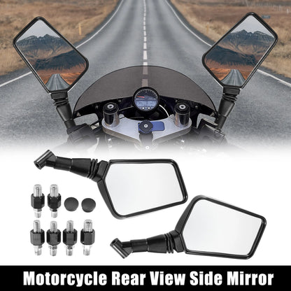 1 Set Glass Rearview Mirror with 8mm 10mm Screws Universal Black for Universal