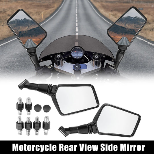 1 Set Glass Rearview Mirror with 8mm 10mm Screws Universal Black for Universal