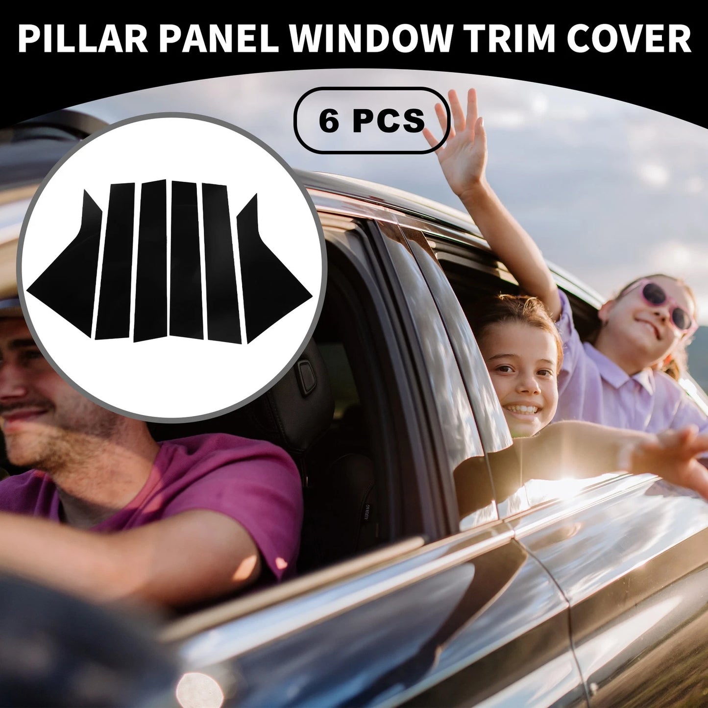 6 x Car Pillar Window Trim Covers for Chevrolet Impala (2014-2020) Black