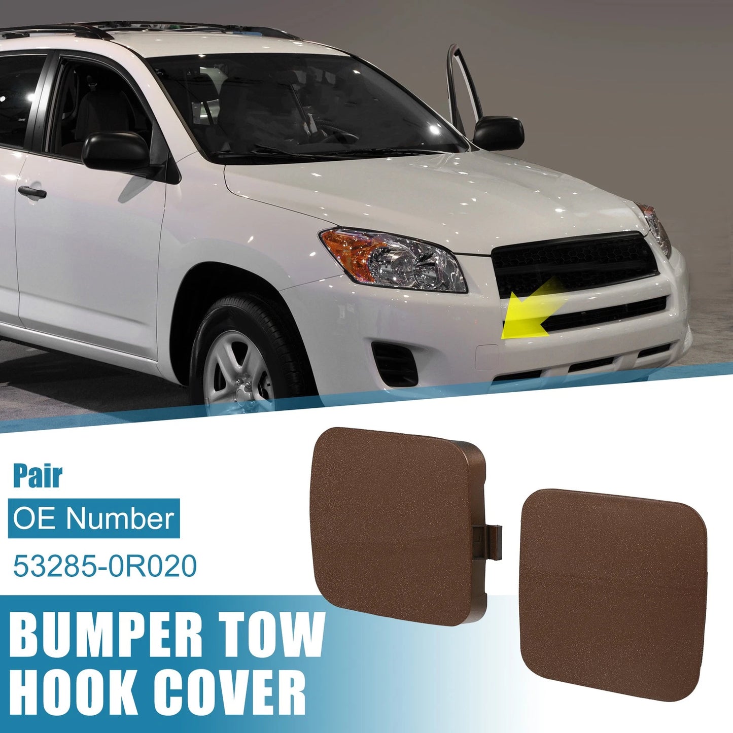 Front Tow Hook Caps  for Toyota RAV4 (2009-2012) Bright Dark Brown