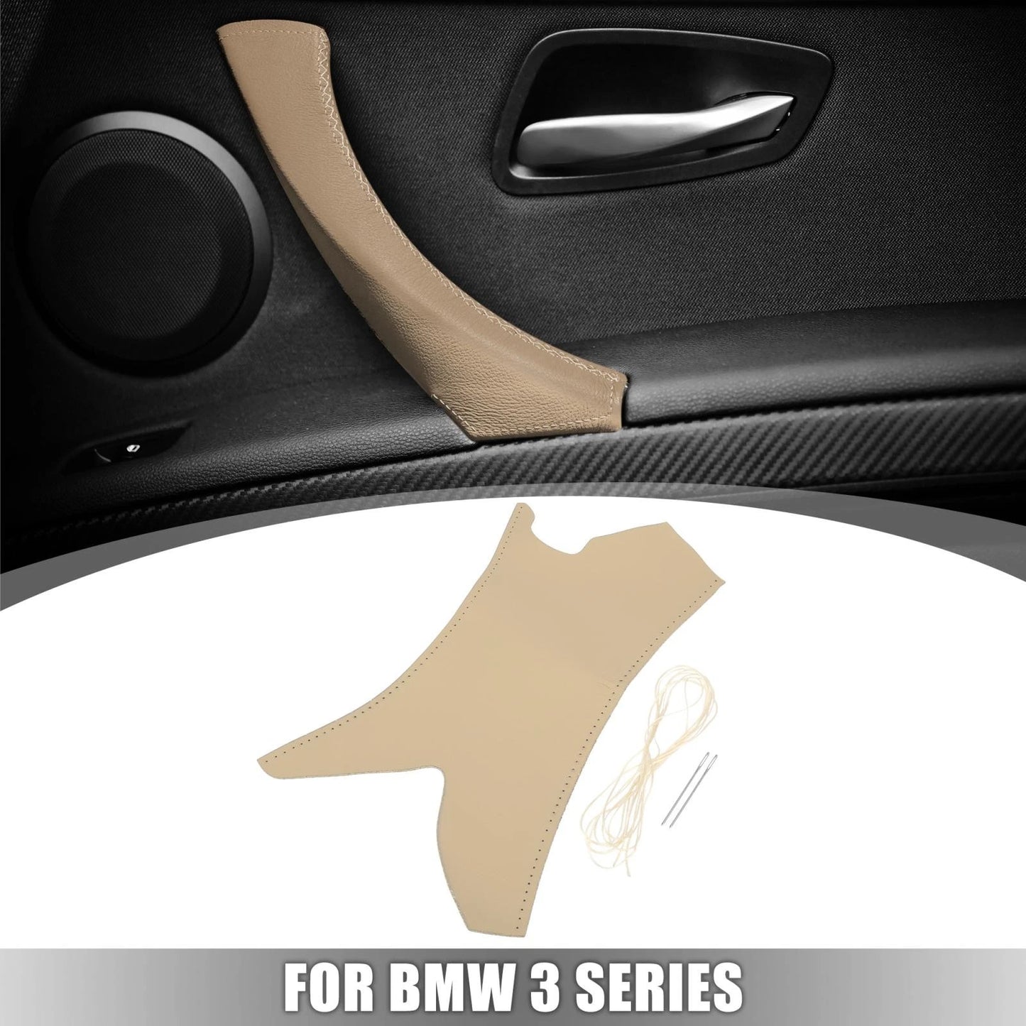Beige Interior Door Handle Strap Covers for BMW E90 (2006-2013)