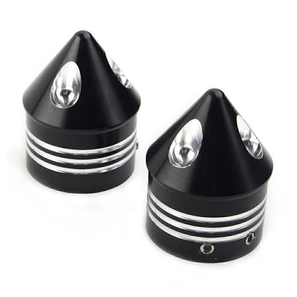 2 x Black Thick Front Axle Nut Covers for Harley Electra Glide Sportster (2000-2023)