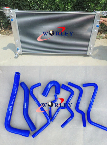 Aluminum Radiator + Blue Silicone Hose for Commodore VT-VX 3.8L V6 L67 (1997-2002)