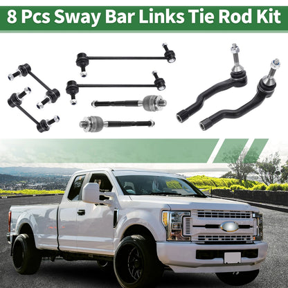8pcs Front Suspension Kit Tie Rod Ends & Sway Bar Links for Ford Fusion (2006-2012)