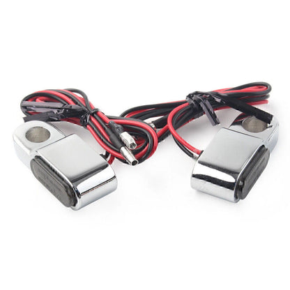 Mini Motorcycle LED Turn Signal Lights Amber Chrome