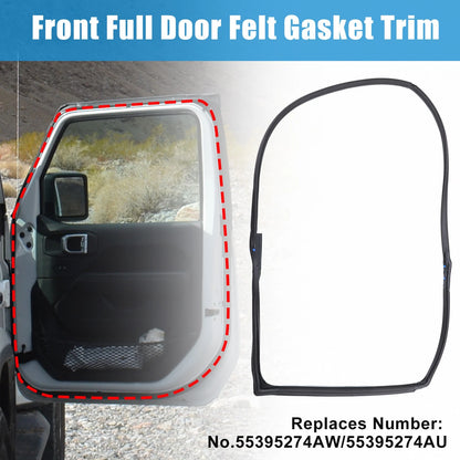 Front Door Felt Gasket Trim Seal for Jeep Wrangler (2007-2018)