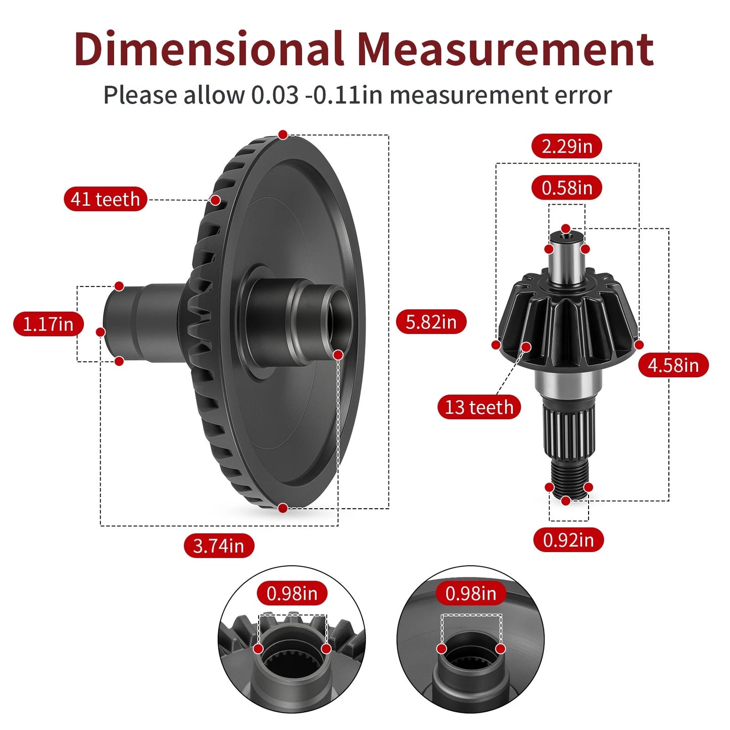 Rear Differential Gear Ring & Pinion for Honda Foreman Rubicon (2015–2019)
