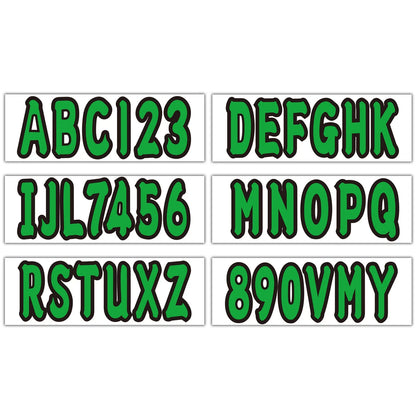 4 Sets of 3" Marine Boat Decals A-Z Letters & 0-9 Numbers Green