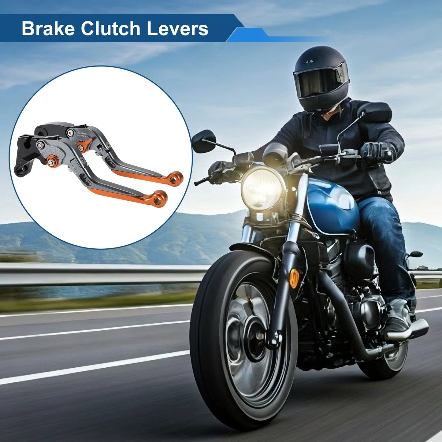 Adjustable Brake Clutch Levers Titanium Handle Orange End for Yamaha YZF R1